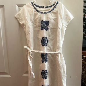 Girls J.Crew Crewcuts Embroidered Blue And White Dress Size 12